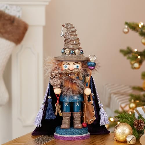 Kurt Adler 15" Hollywood Wizard Nutcracker with Owl I67099