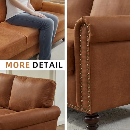 80" Mid Century Modern Sofa Couch with Storage, Rolled Arm, Nailhead Trim C663