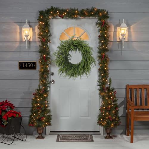 26 Inch Christmas Wreath with Red Berry Artificial Pine Cedar Front Door Decor D349135