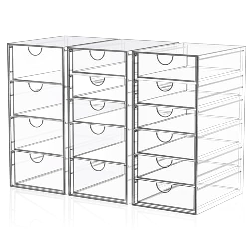 Acrylic Makeup Organizer with 19 Drawers, 4 Pack Clear Storage B90209