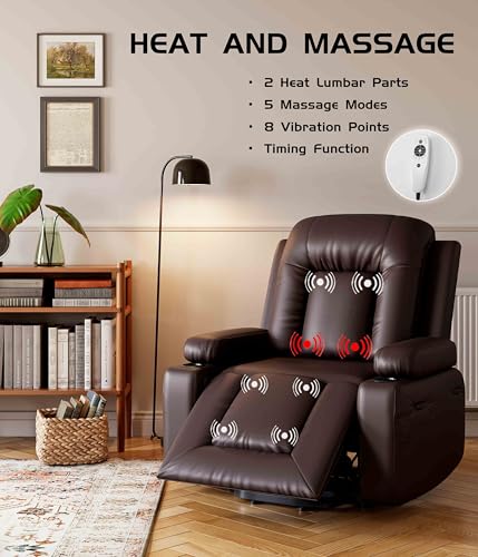 GarveeHome Power Lift Recliner Chair with Heat and Massage, Faux PU, for Elderly I162