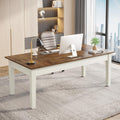 Tribesigns 62-Inch Computer Desk, Large Office Executive Desk with Solid Wood Legs, Modern Simple Laptop Desk Study Writing Table Workstation Furniture for Home Office, Rustic Brown & White