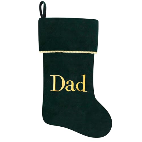 20 Inches Initial Monogram Blue Velvet Christmas Stocking with Gold Trim U394