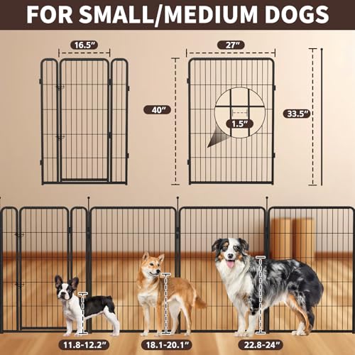 mestyl Dog Play Pen, Heavy Duty Metal Puppy Playpen with Gate, 32" Height 8 Panels Foldable S95299
