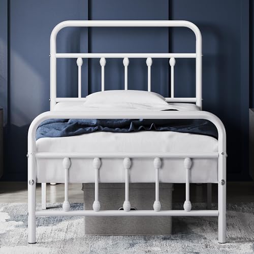 Yaheetech Classic Metal Platform Bed Frame with Victorian Headboard, Full Size Black T81083