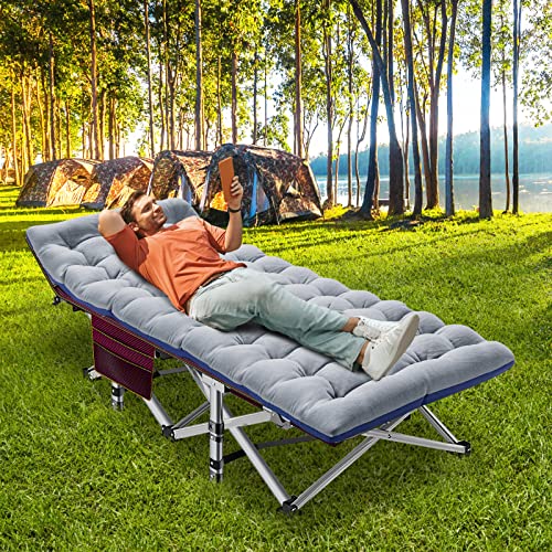 ABORON Oversized Folding Camping Cot for Adults, Double Layer 1200D, with Mat & Carrying Bag S2407