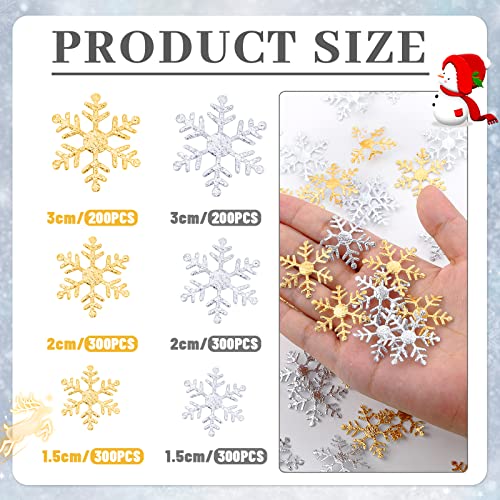 1600 Pieces 3 Size Snowflake Glitter Confetti for Christmas Party Table Decor P404201