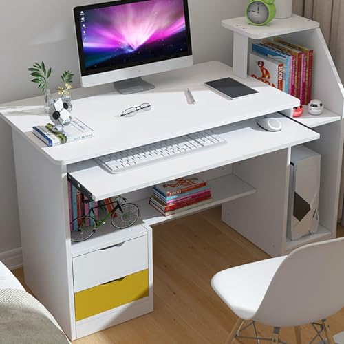 Small Computer Office Desk with 2 Drawers and 3 Hutch Shelves E177340