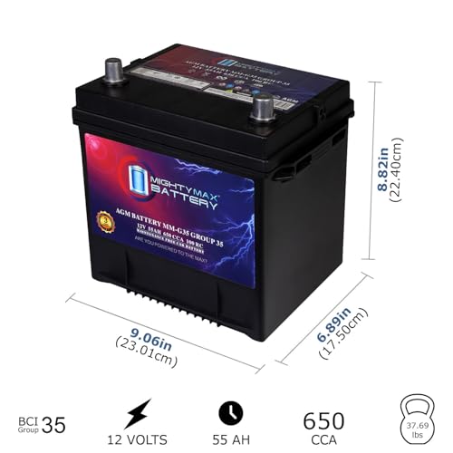 Mighty Max Battery MM-G35 Group Size 35 12V 55Ah AGM Replacement Battery for Honda CR-V 14-16 C701