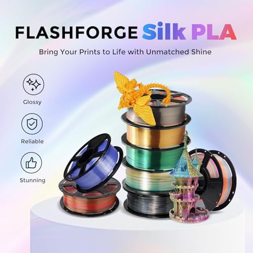 FLASHFORGE Silk PLA Filament 1.75mm, 1kg Spool V8381