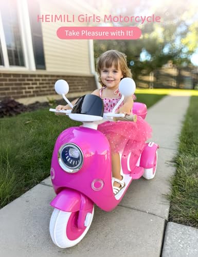 Kids Electric Motorcycle 3-Wheel 12V Ride On Scooter for Girls Ages 3-6 Pink Z596