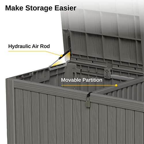 EAST OAK 60 Gallon Waterproof Outdoor Storage Box, Grey A4870