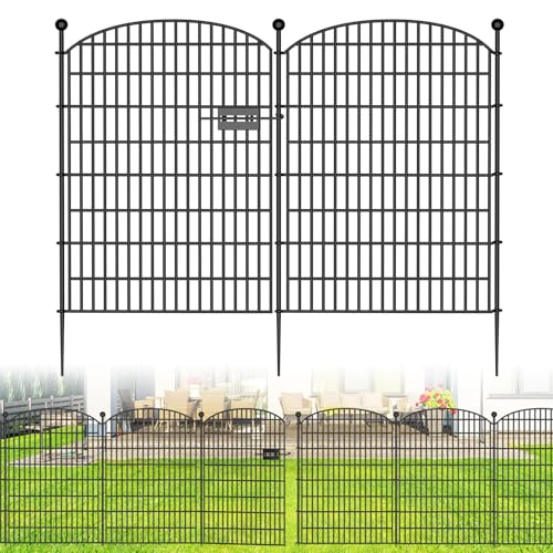 10 Panels No Dig Decorative Garden Fence, Rustproof Metal Dog Fence for Yard U518