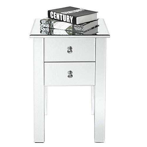 Mirrored Nightstand with 3 Drawers, Silver M18693