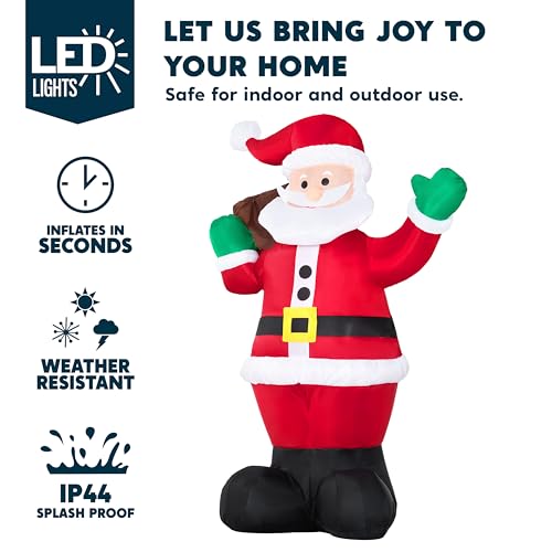 Joiedomi 6 FT Christmas Inflatable Santa with Gift Bag, LED Lights H570