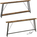 78.7" Console Table and 5.9" Skinny Console Table with Power Outlets Bundle, Extra Long Entryway Table, Narrow Sofa Tables Behind Couch, CT20BR-CT205UBR