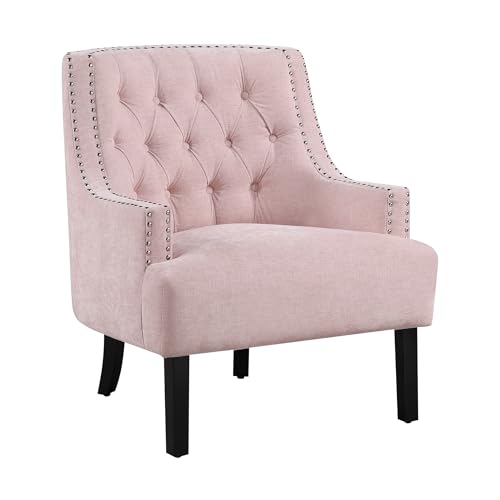 Lexicon Accent Chair Upholstered Armchair with Solid Wood Frame, Black Chenille P375592