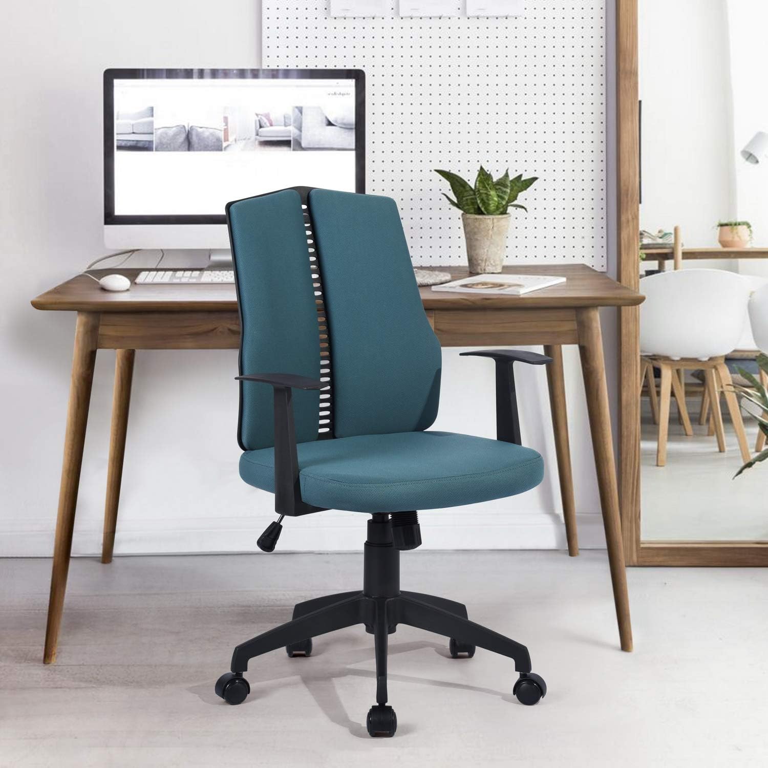 Ergonomic Desk Swivel Rolling Computer Chair, Dark Blue F4583