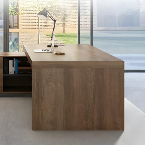 Rustic L Shaped Executive Desk for Office, Farmhouse Wood Computer Desk C69230