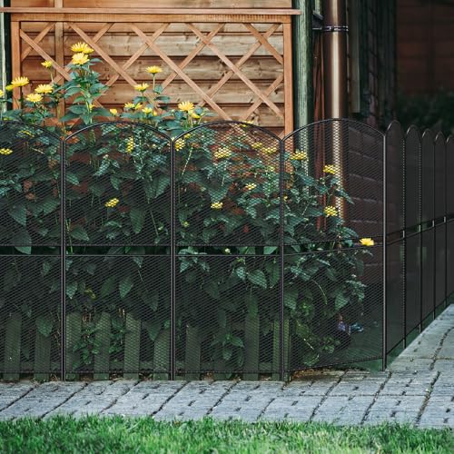 Skcoipsra Decorative Garden Fence 10 Pack, 37.5in H x 10.8ft L, Rustproof Metal Animal Barrier R288