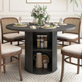 47 inch Round Dining Table with Storage Shelf (Walnut) N502088