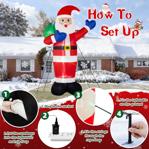 B&D 12FT Giant Christmas Inflatables Snowman Outdoor Decorations with Rotating LED Lights B36000