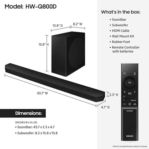 SAMSUNG Q990D 11.1.4ch Soundbar with Wireless Dolby Atmos and Rear Speakers M1387