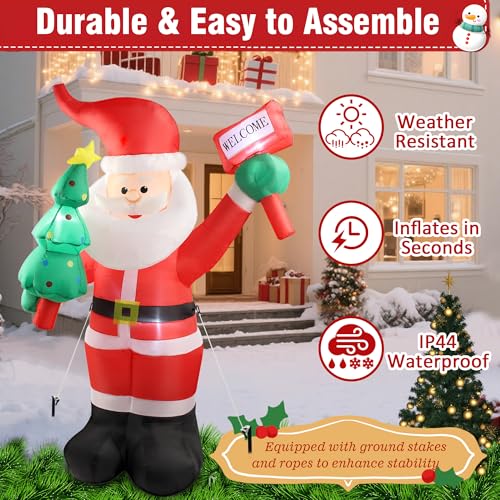 6 FT Christmas Inflatable Santa Claus with Built-In LEDs for Outdoor Yard Decor N594