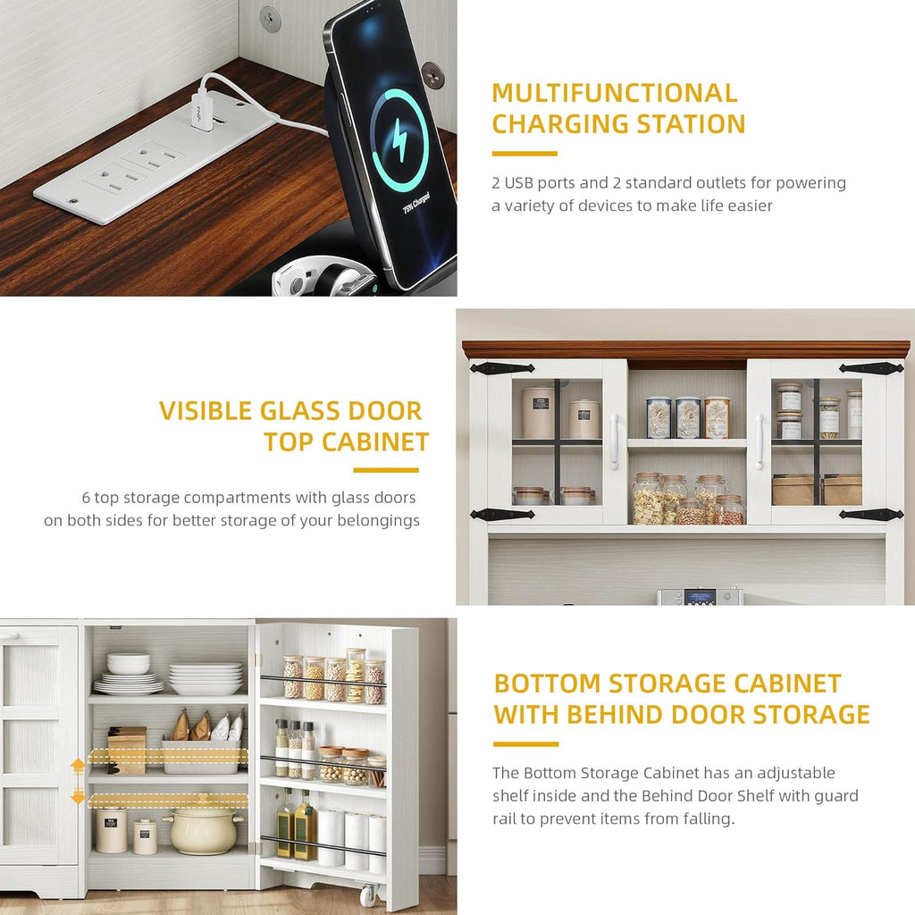 DWVO Kitchen Pantry Cabinet with Tilt-Out Trash Can, Tall Storage, White Oak I220373