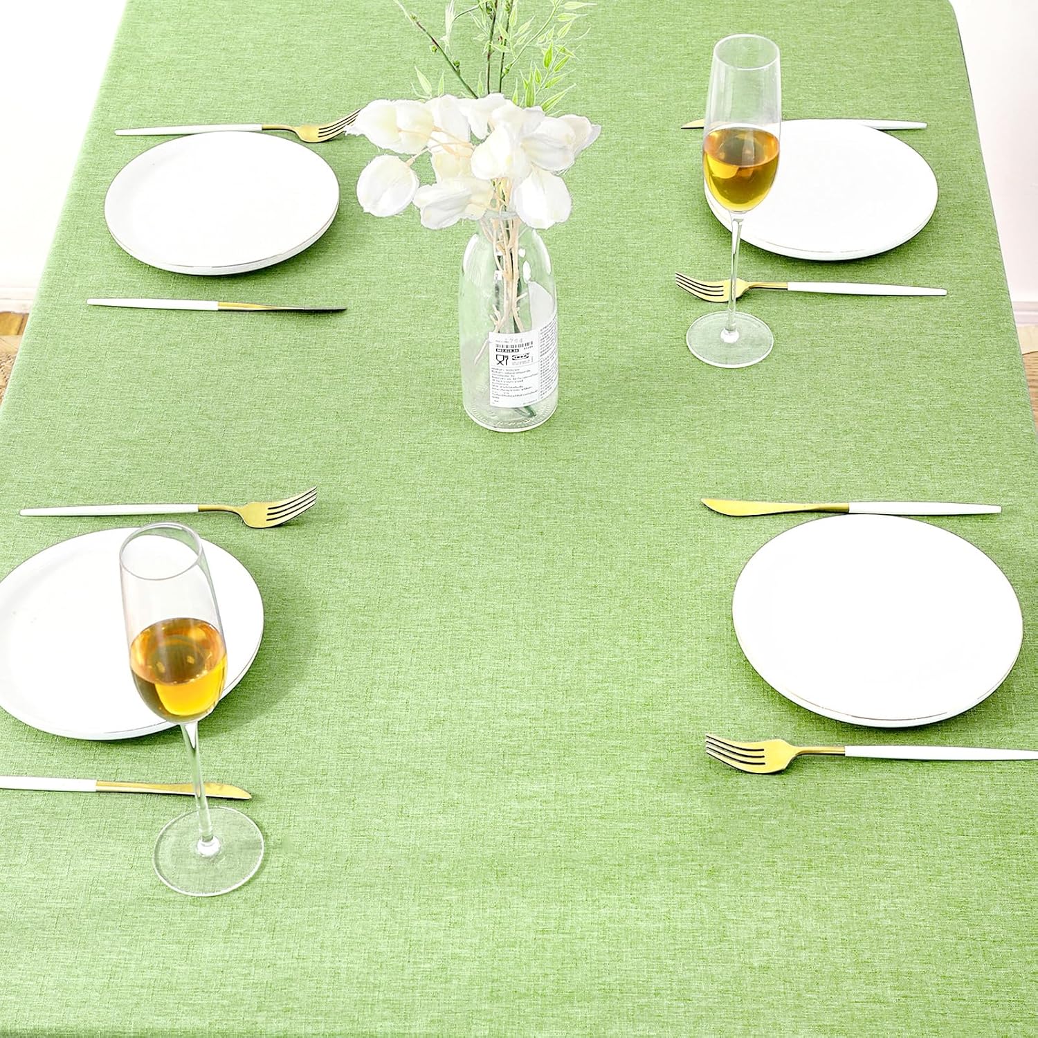 Textured 50 Inch Round Waterproof Tablecloth for Dining Tables G204731