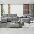 77" Convertible Sectional Sofa Set, Small L Shaped 3-Seat Couch with Reversible Chaise and Loveseat Sofa, Modern Linen Sofas Couches for Living Room, LightGrey