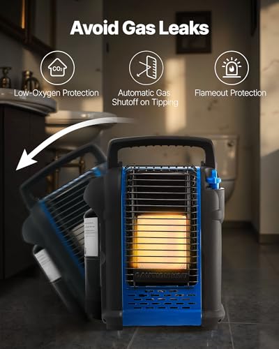 VEVOR Propane Heater, 9000BTU Forced Radiant Space Heater with Tip-over Protection X36202