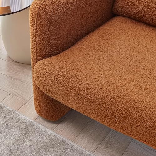 Modern Accent Chair with Lambskin Sherpa Fabric, Cream V3285