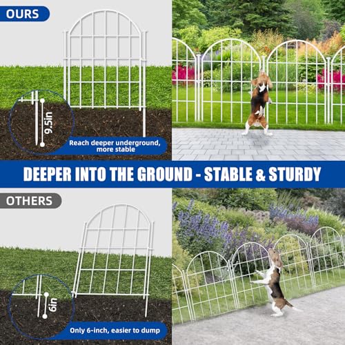 26 Pack Decorative Garden Fence, 22in x 28ft Arched No Dig Border, Rustproof Metal Animal Barrier N93965