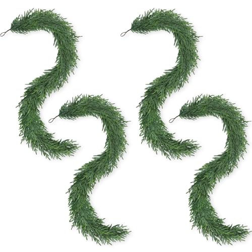 Artgar 12Ft Christmas Pine Garland, 2 Pcs Real Touch Artificial Greenery N48749