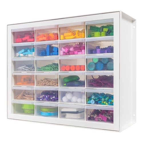 IRIS USA Plastic Drawer Storage Organizer, 24-Drawer Cabinet for Crafts Hardware Tools - Black I685821