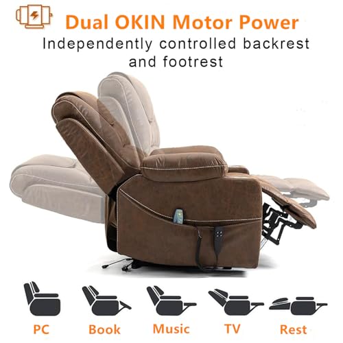Lift Chair Recliner with Massage and Heat, Heavy Duty for Seniors, Brown V12888