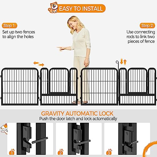 Yaheetech Dog Playpen Outdoor 40 Inch 8 Panels Metal Pet Fence I4784