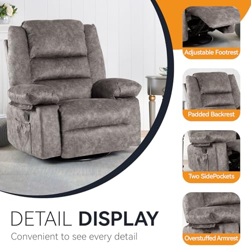 Massage Recliner Chair with Heat, 360 Degree Swivel, Ergonomic Lounge Sofa G549