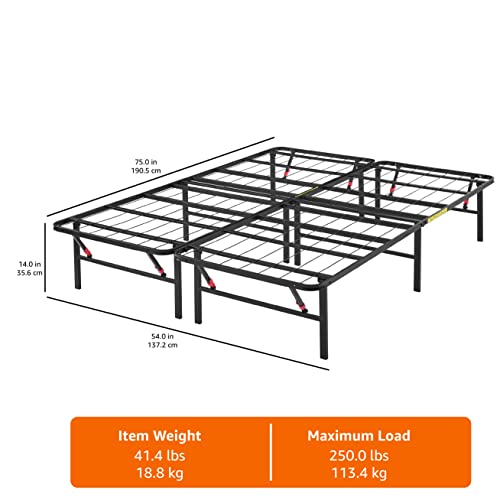 Amazon Basics Foldable Metal Bed Frame with Storage, Full Size, Black A770