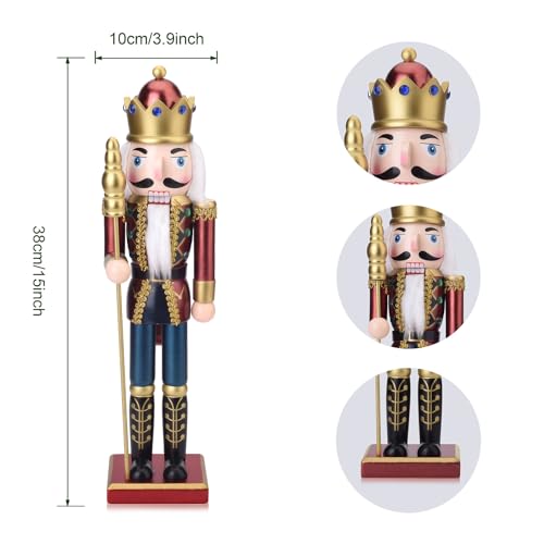 King Nutcracker Figures, 15 Inch Wooden Christmas Nutcracker with Scepter Y741824