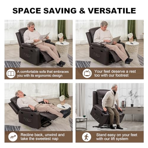 COMHOMA Power Lift Recliner Chair for Elderly Adults with Massage & Heat, Brown J661097