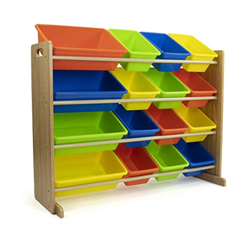 Humble Crew Supersized Toy Storage Organizer with 16 Removable Bins, Grey/White D772791