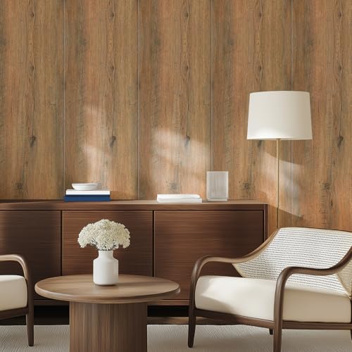 Luxury Wood Grain Peel and Stick Vinyl Flooring Roll 17.72" x 118" Grey R228