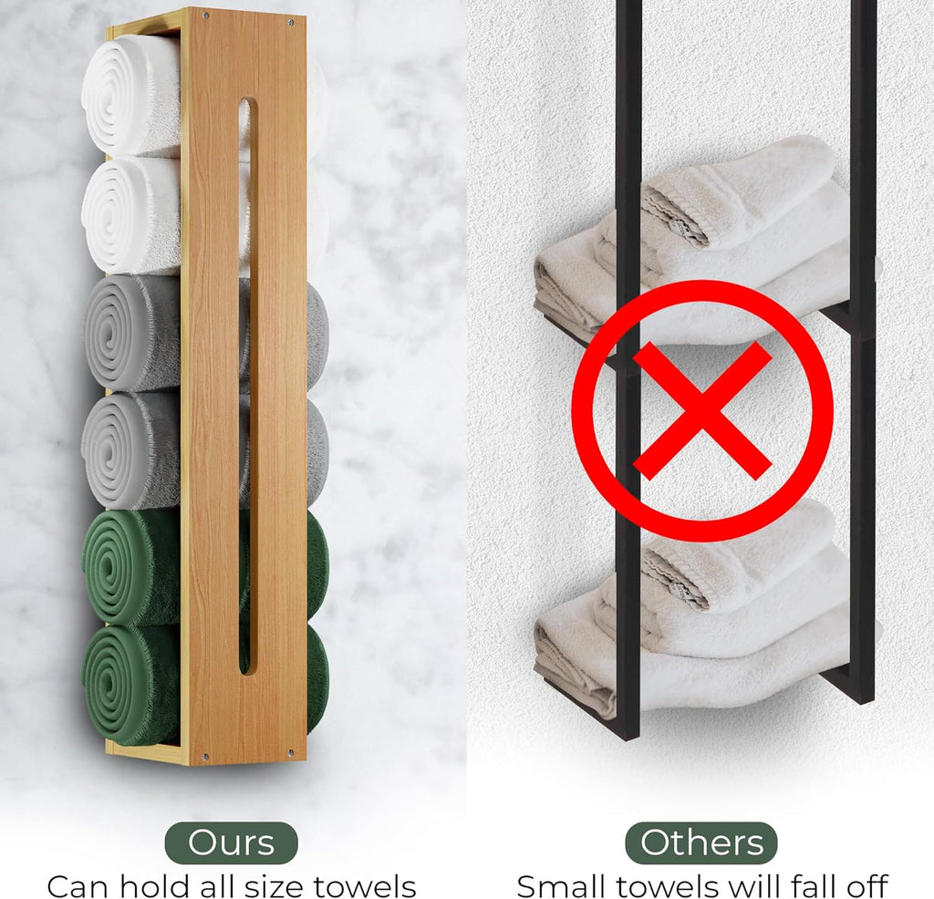 Wooden Bamboo Towel Rack Wall Mounted for Bathroom D4272