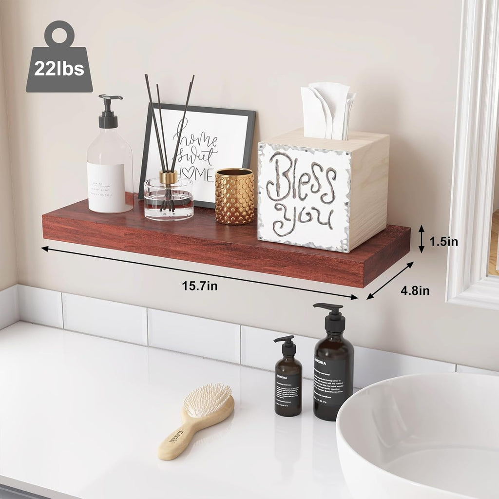 Fixwal Floating Shelves for Wall, 3 Pack, Walnut V6003