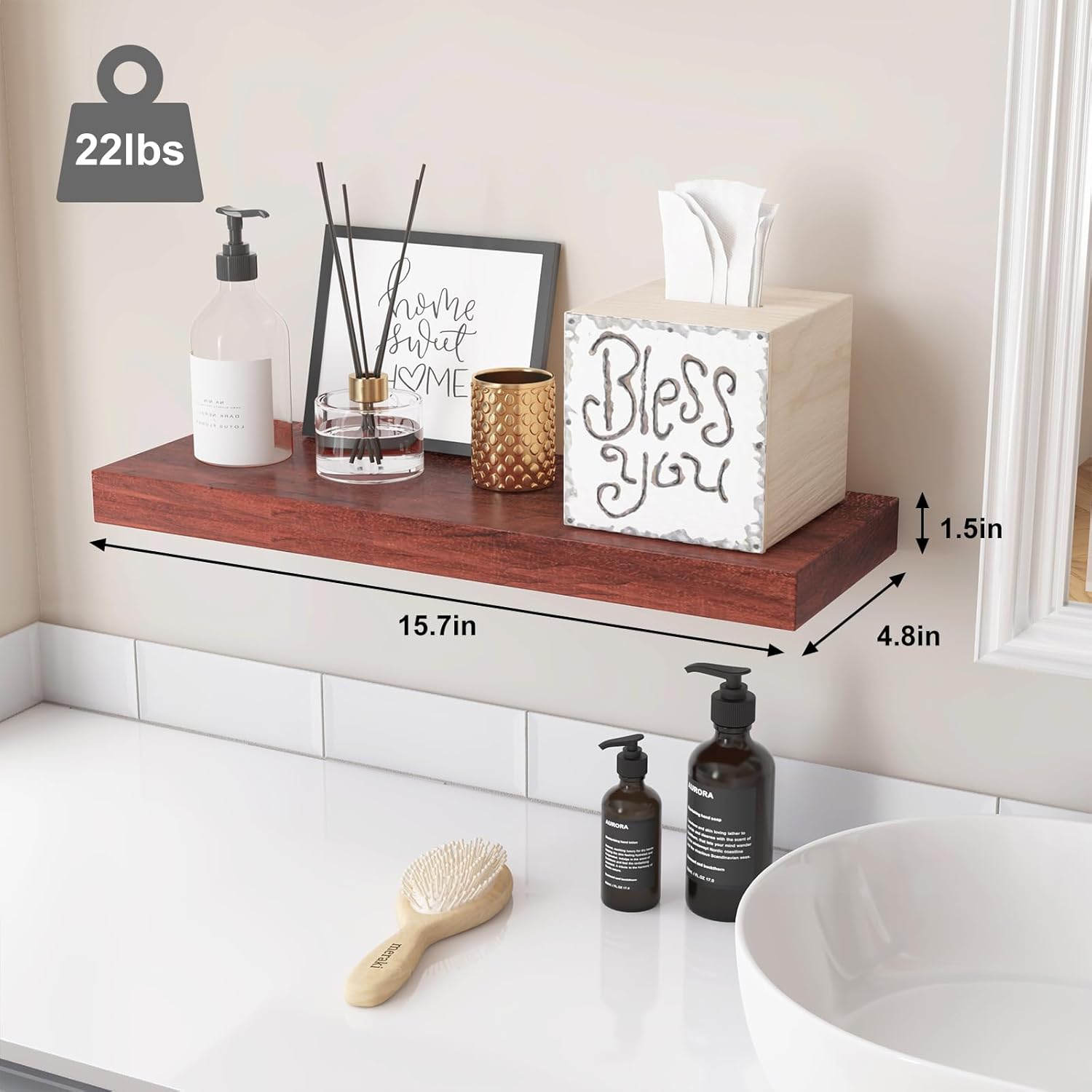 Fixwal Floating Shelves for Wall, 3 Pack, Walnut V6003