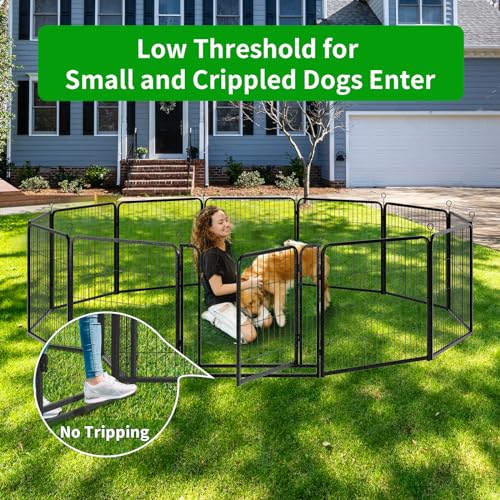 Dog Playpen Outdoor Extra Wide 12 Panels Heavy Duty 40" Height with Doors Portable G77703