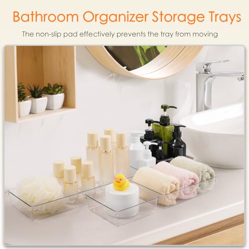 Criusia Drawer Organizer, 10 Pack Clear Plastic Storage Bins, 3 Sizes I166