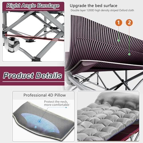 ABORON Oversized Folding Camping Cot for Adults, Double Layer 1200D, with Mat & Carrying Bag S2407